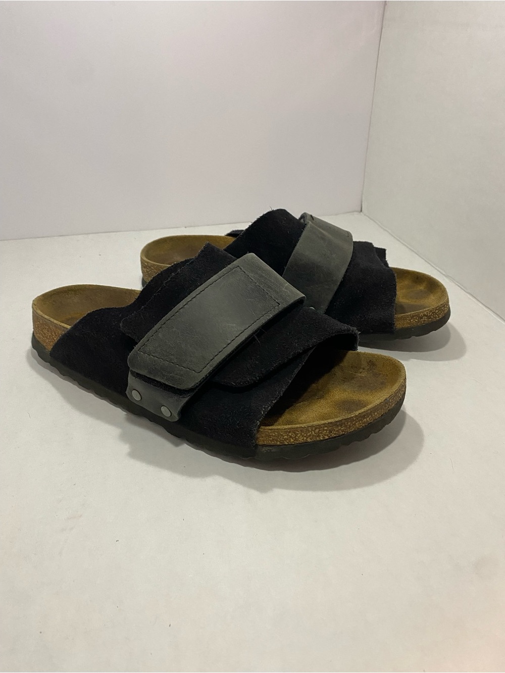 Birkenstock Black Suede Double-Strap Slide Sandals